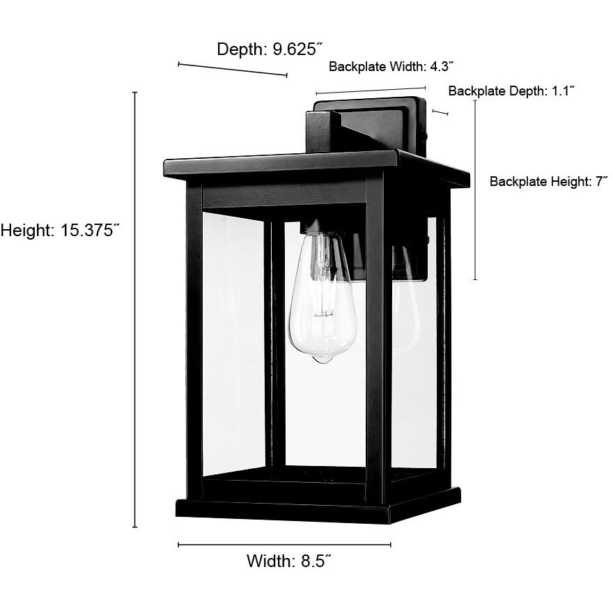 Bowton II 1 Light 15.38 inch Powder Coated Black Outdoor Wall Sconce